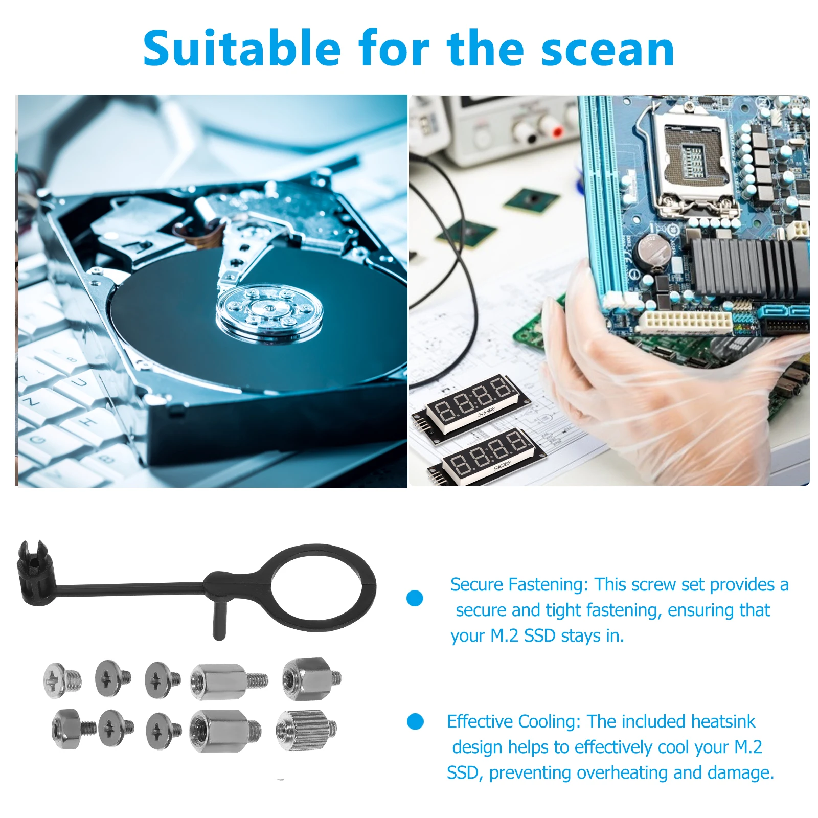 

1 Set M.2 Solid State Drive Screws And Hex Nuts For Enhanced Cooling And Secure Mounting