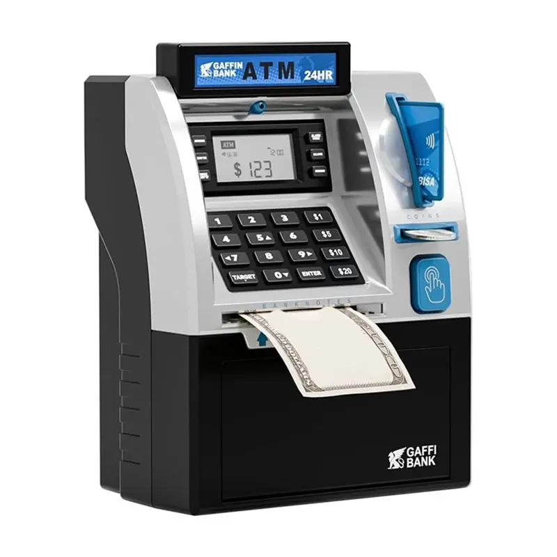 X18A-Geschenke für Teenager, Jungen und Mädchen, Geldautomaten-Sparschwein für Kinder, elektronischer Sparsafe mit Atms-Maschine für echtes Geld, Debit-Auto