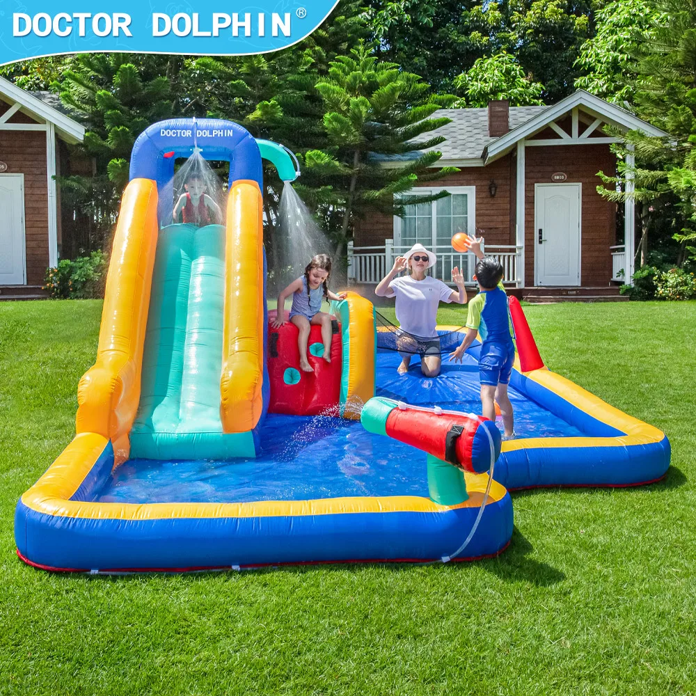 Doctor Dolphin Factory Supply Popular Outdoor Park Trampoline Volleyball Playground Combo Bouncy Castle Outdoor Jumping Castle