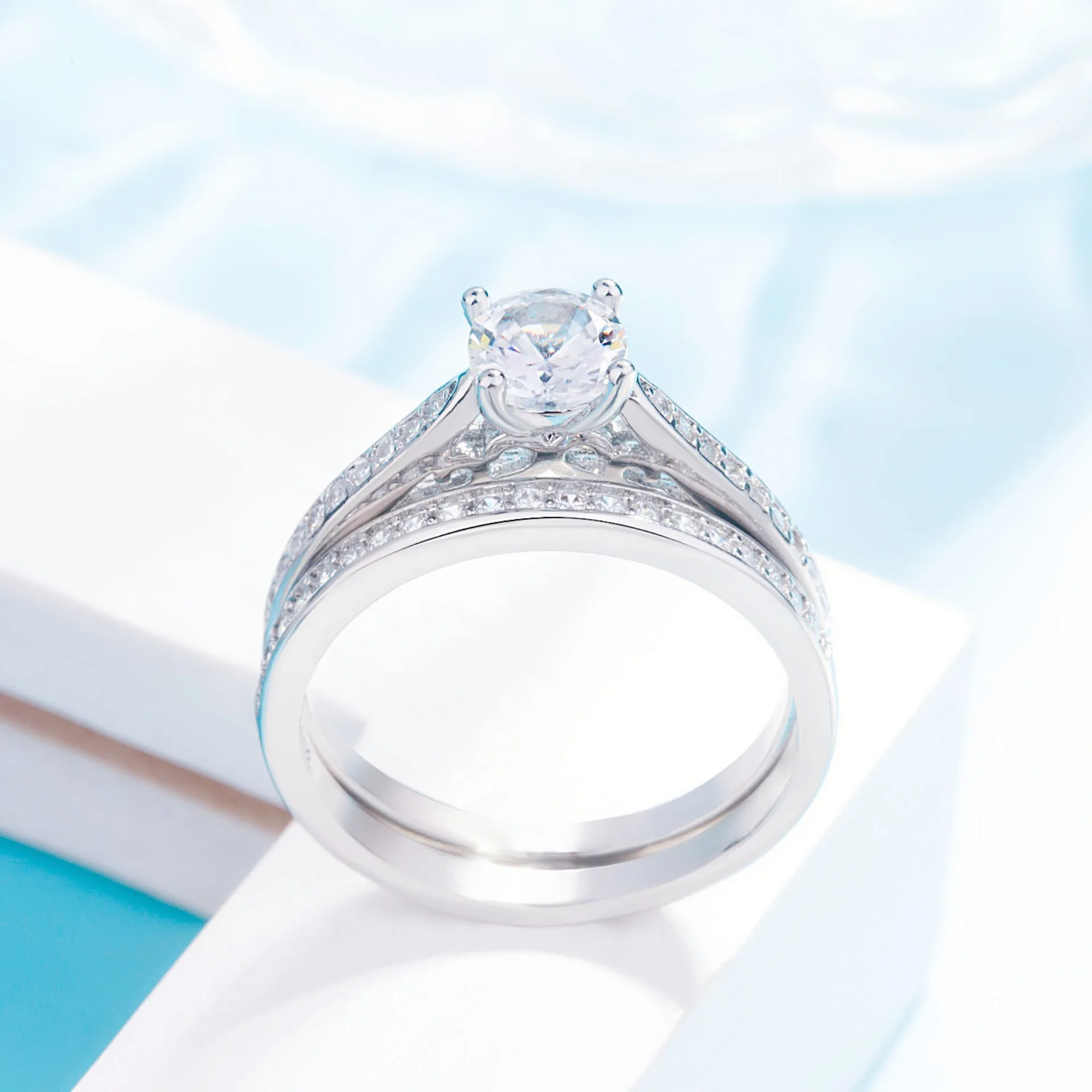 خاتم Lihong من الفضة الإسترليني عيار 925 مرصع بالزركون للنساء والأزواج وإكسسوارات عصرية لحفلات الزفاف أو الذكرى السنوية #4