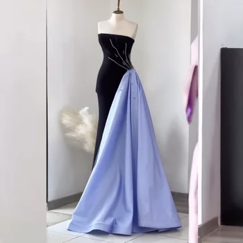 מותאם אישית pleat ruched חרוזים קו-קו שמלות ארוכות עם רצועות bespoke baspoke שמלות בסגנון מודרני