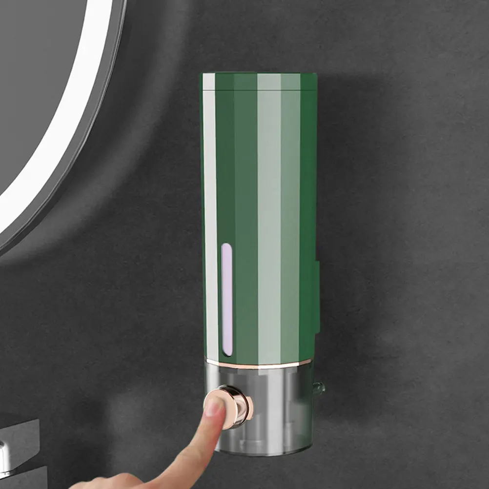 

Punch Free Wall Mounted Soap Dispenser for Shampoo Body Wash Lotion Bathroom Kitchen Hotel Use Stainless Steel Look Drip Free