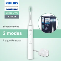 Escova de dentes elétrica Philips sonicare série 2100 HX2421, 2 modos, uso úmido e seco, 1 cabeça de escova de dentes, remoção de placa