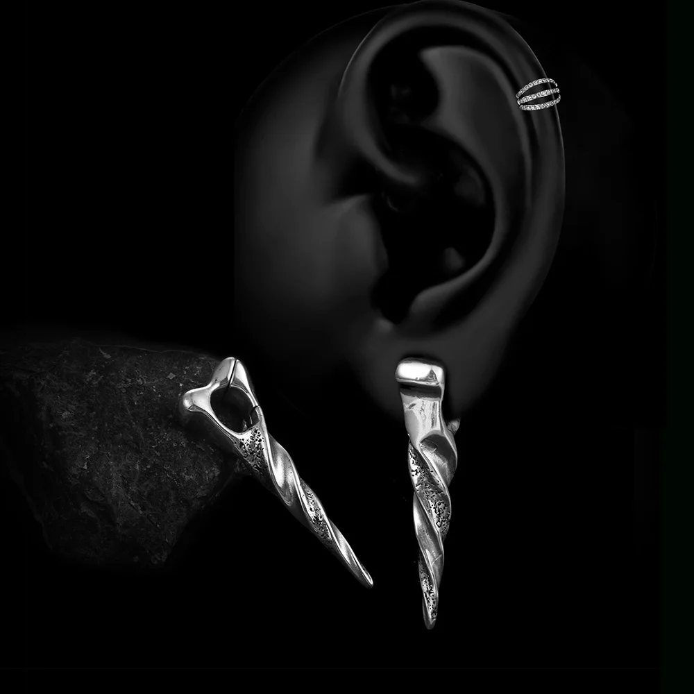 Giga 1/2Pcs 12mm(1/2") Sharp Cone Stainless Steel Ear Weights Hanger Dangle Gauges Earrings for Stretched Piercing Body Jewelry