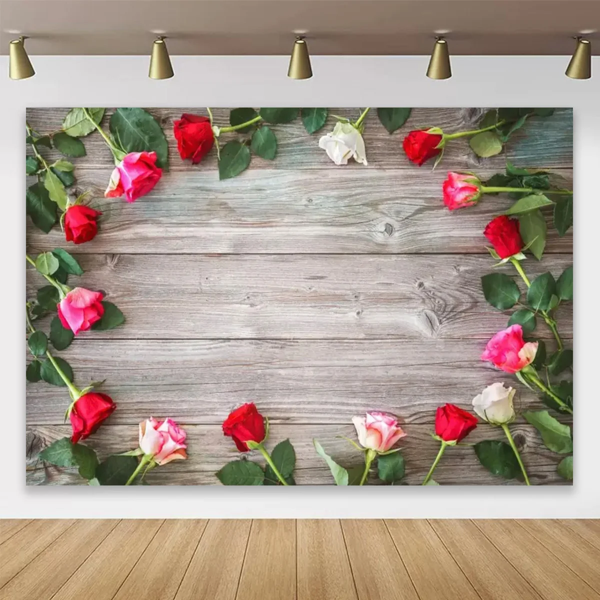 Wooden Flower Backdrop Portrait Product Photography Wall Floral Wooden Board  Happy Birthday Photo Studio Background 3D Shooting