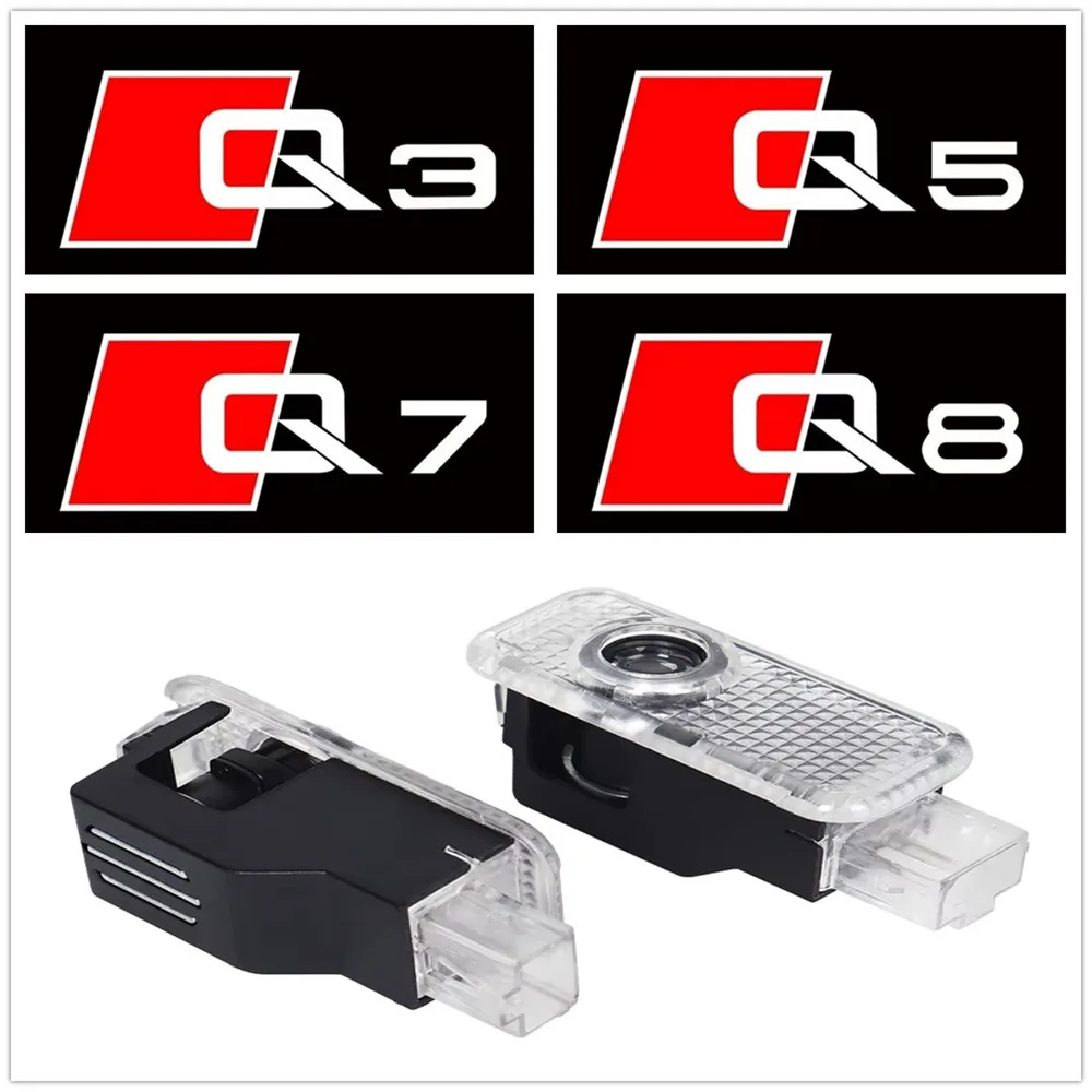 2PCS For AUDI Q3 8U F3 Q5 8R FY Q7 4L 4M Q8 Sportback LED Car Door Interior Decoration Ghost Shadow Welcome Light Accessories