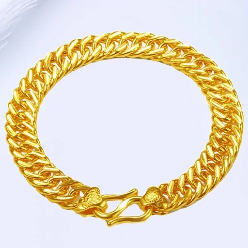

999 24k Real Gold Bracelet Men All the Way to Wealth Real Gold Bracelet Boss Chain Eight Parties to Wealth Real Gold Bracelet