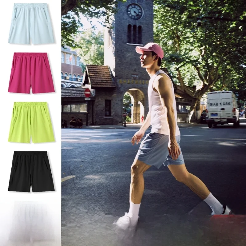 

3D Surrounding Breathable Summer Men's Sporty Casual Shorts Polyester Fiber Straight Leg mid Waist Fashion Urban Style Shorts