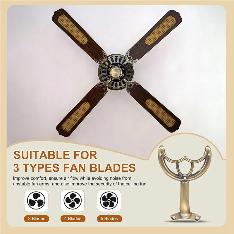 AB41-شفرات بديلة لمروحة السقف 52 بوصة، مجموعة دعامات تثبيت مكونة من 4 قطع لأجزاء ذراع المروحة