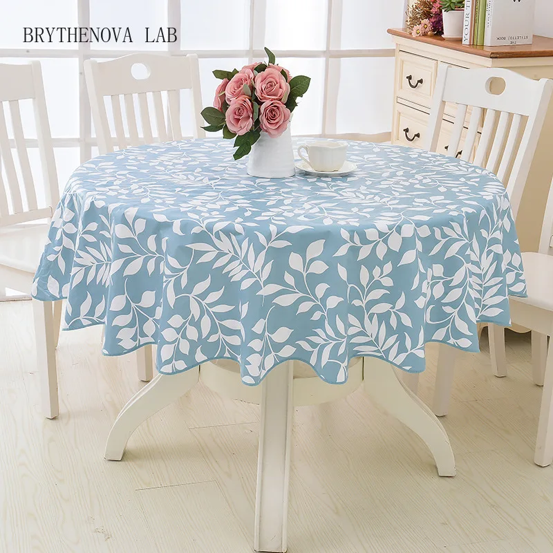 Pastoral Style Floral Pattern PVC Round Table Cloth Oil-proof Plastic Waterproof Tablecloth Home Dining Table Cover