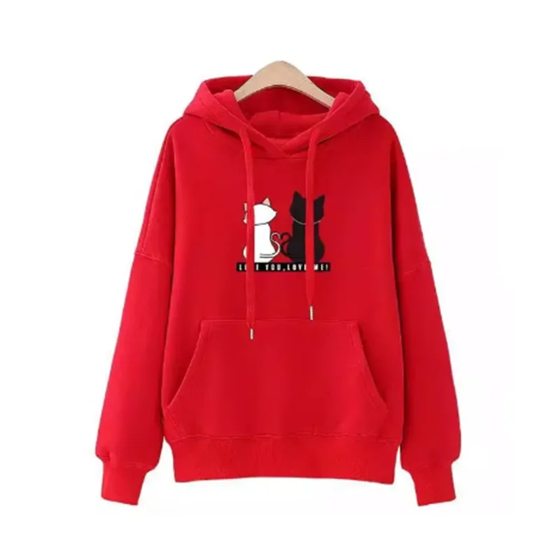 Mannen en vrouwen hoodie herfst winter fleece losse capuchon sweatershirt brief hou van je hou van mij unisex casual causale jas met capuchon