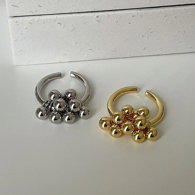 

Fashion Simple Small Ball Ring for Women Men 2025 Punk Hip Hop Metal Open Finger Ring Vintage Female Jewelry Gift