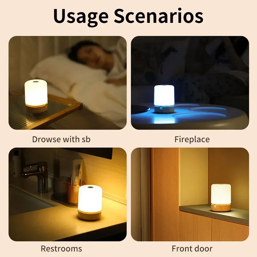 Rechargeable Touch Night Light Motion Sensor LED Table Lamp 8 Color Dimmable Portable Living Room Bedroom Bedside Night Lamp