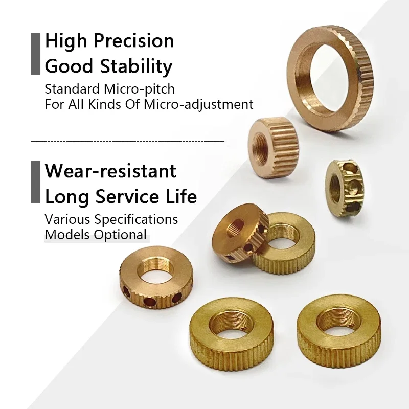 Fine Tooth Locking Nut M4x0.25/M6x0.25 Precision Accessory Copper Material For Optical Laboratory Pitch Adjustment Frame