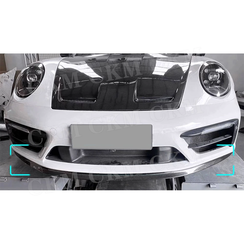 

Комплекты кузова для стайлинга автомобиля, аксессуары для Porsche 911 992 2019-2023, сухой передний бампер из углеродного волокна, подбородок, спойлер, защита