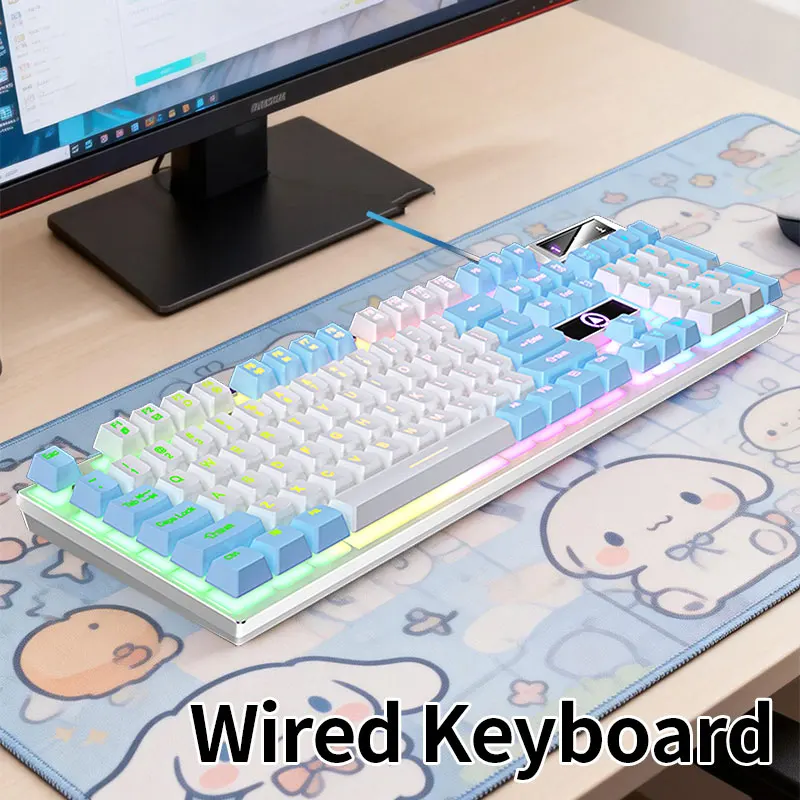 Silent Wired Keyboard Mechanical Feel Floating Keycaps for Gaming Office Typing Desktop Laptop Computer Accessories