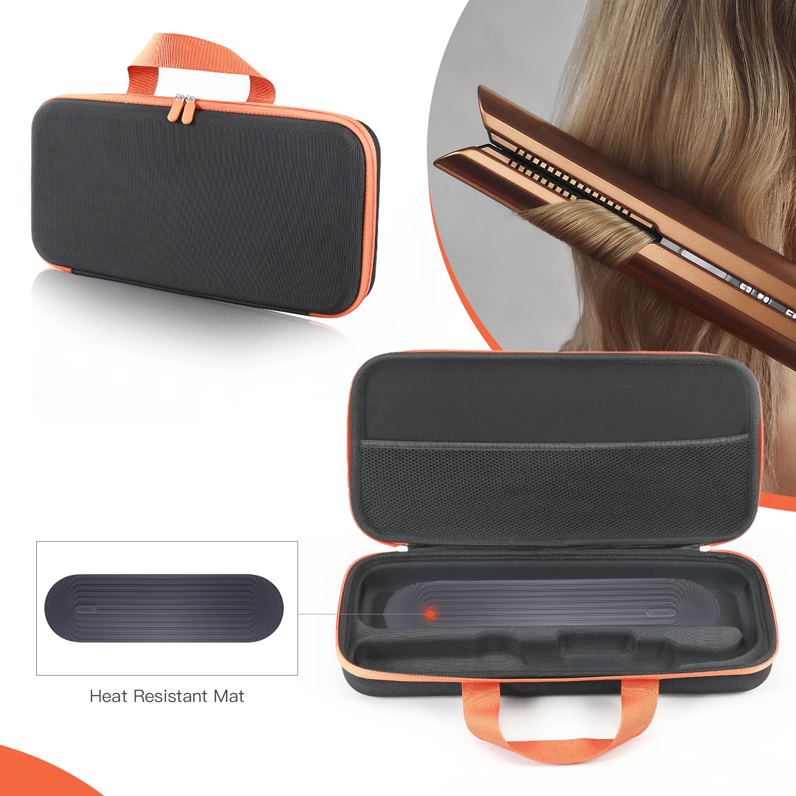 Hard Carring Case Anti-scratch with Mesh Bag for  Airstrait HT01 Hair Straightener for  Corrale HS03 Hair Straightener
