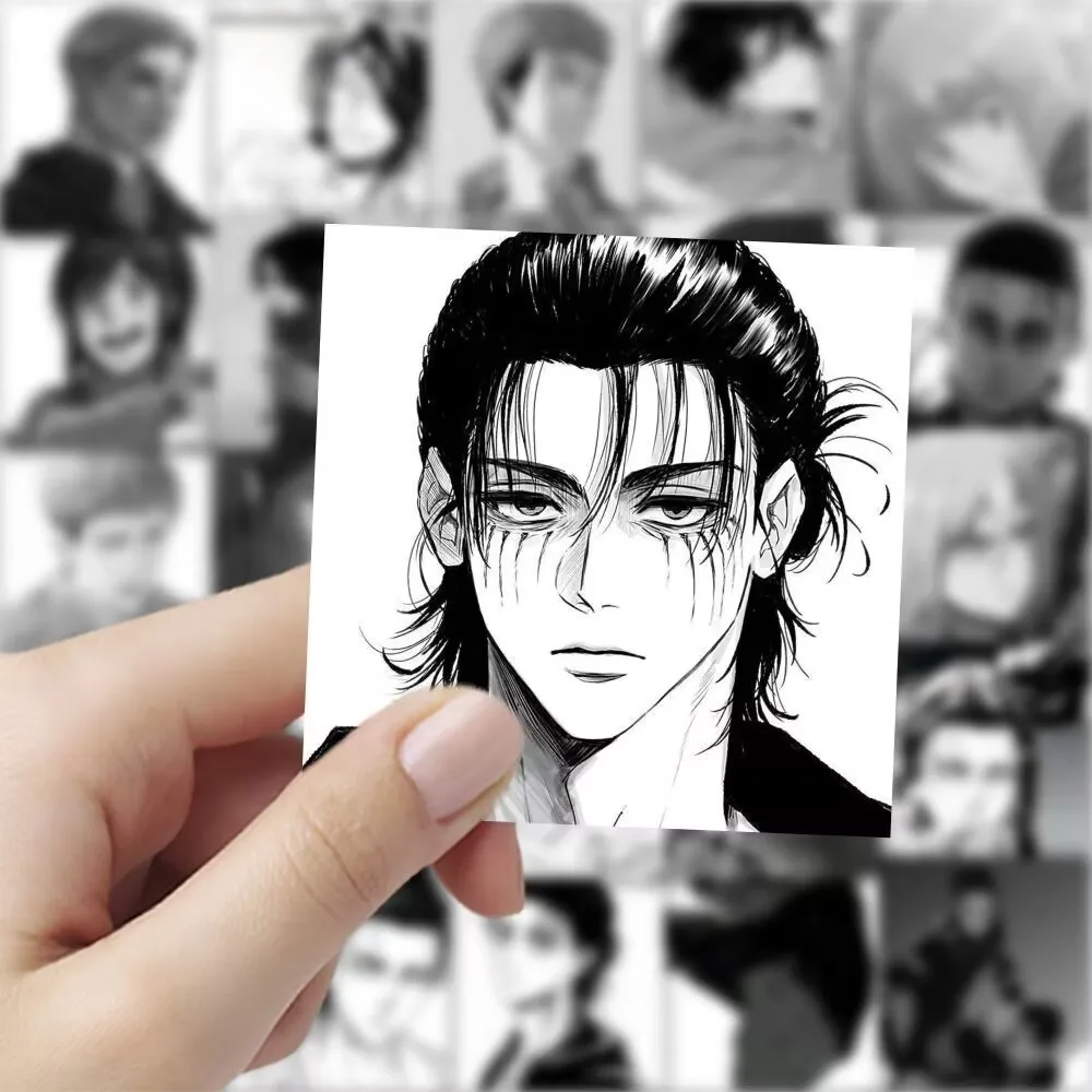 177개의 흑백 "진격의 거인" 스티커, "에렌, 미카사, 리바이, 한지" 애니메이션 상품 DIY 스티커