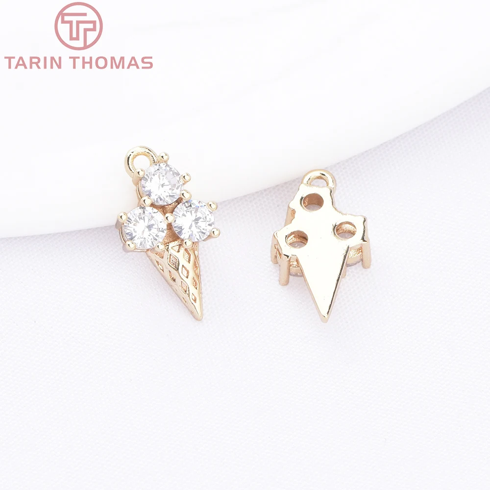 (9346) 24K Gold Color Brass with Zircon Gingerbread Man Ice Cream Anchor Pendants Charms High Quality Diy Jewelry Making