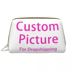 Custom Personalized Custom Photo Logo Toiletry Bag for Women Print Makeup Cosmetic Organizer Lady Beauty Storage Dopp Kit Case