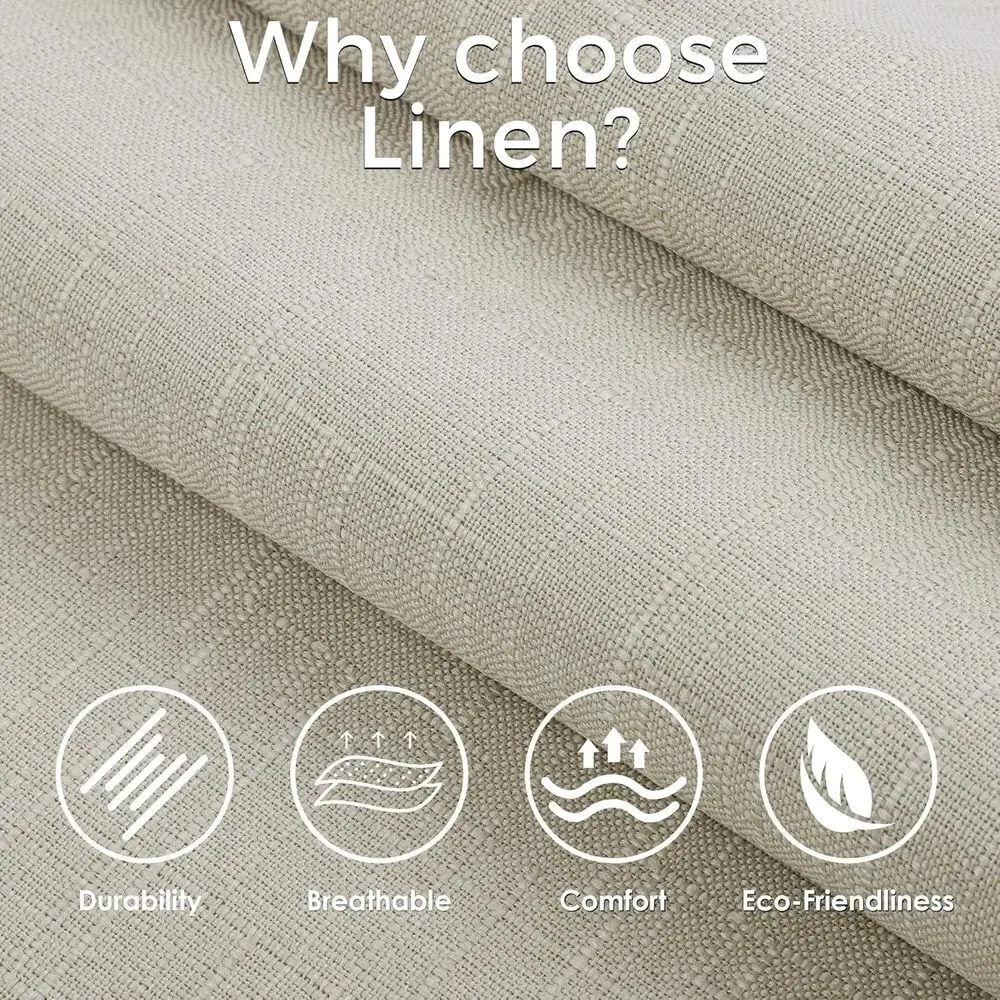 Пара современных обеденных стульев с обивкой из льна, тафтинговой спинкой и ножками из массива дерева для дома или ресторана (бежевый)