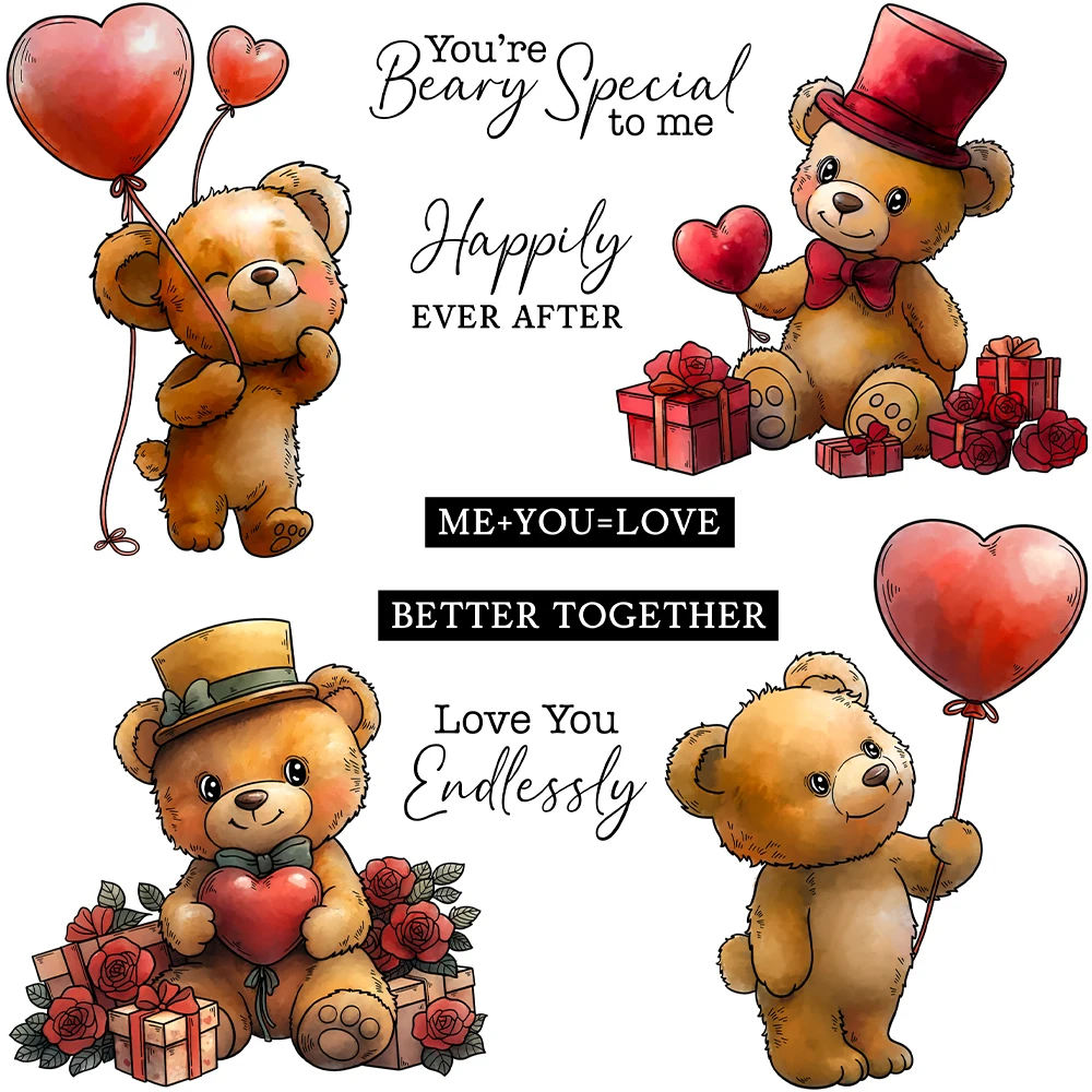 

Mangocraft Valentine's Day Love Cute Bears Cutting Dies Clear Stamp DIY Scrapbooking Metal Dies Silicone Stamp For Cards Albums