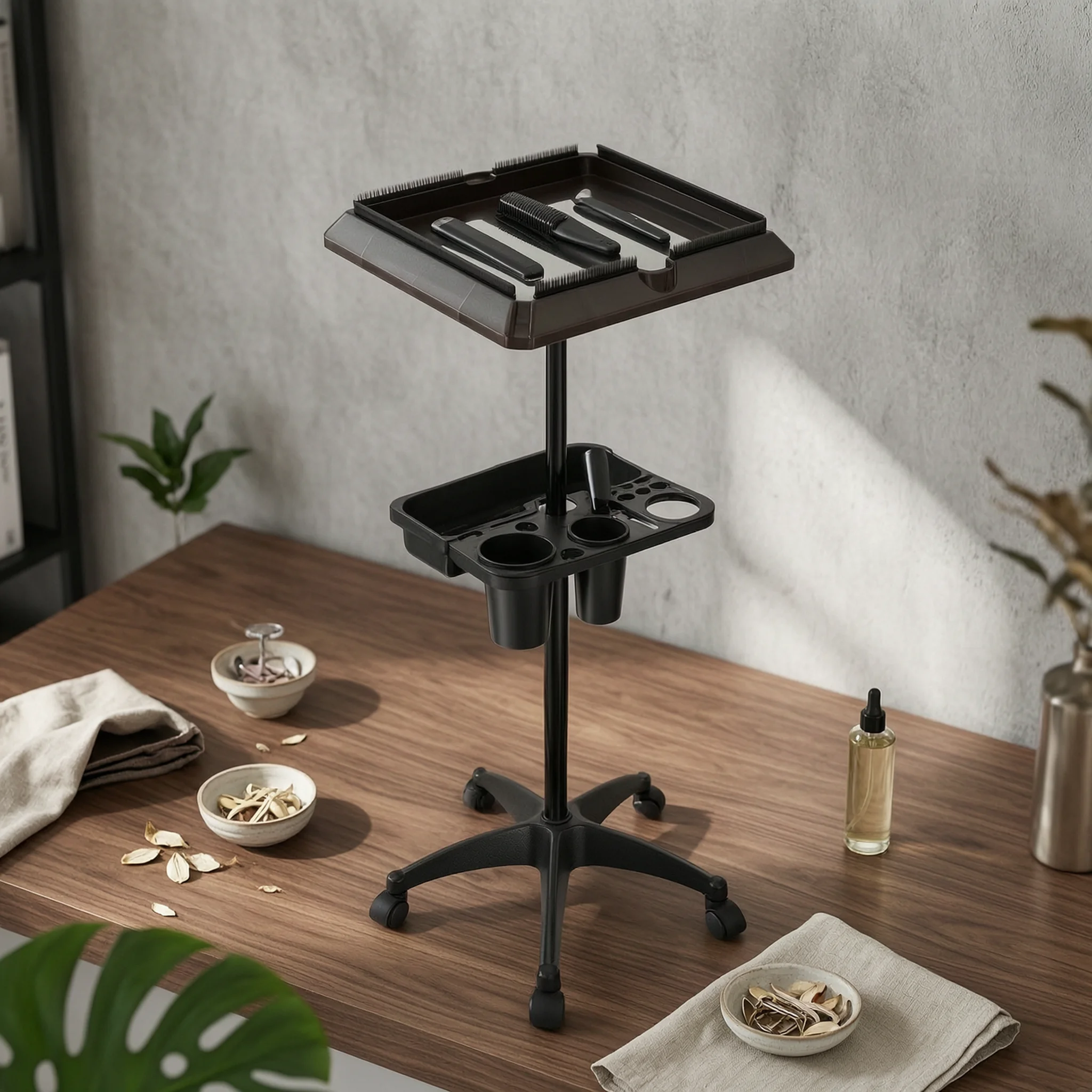 Salon Tool Cart with Trays Multi-Compartment Salon Cart Hair Trolley Long-Lasting Barber Organizer Portable for Hairdressers