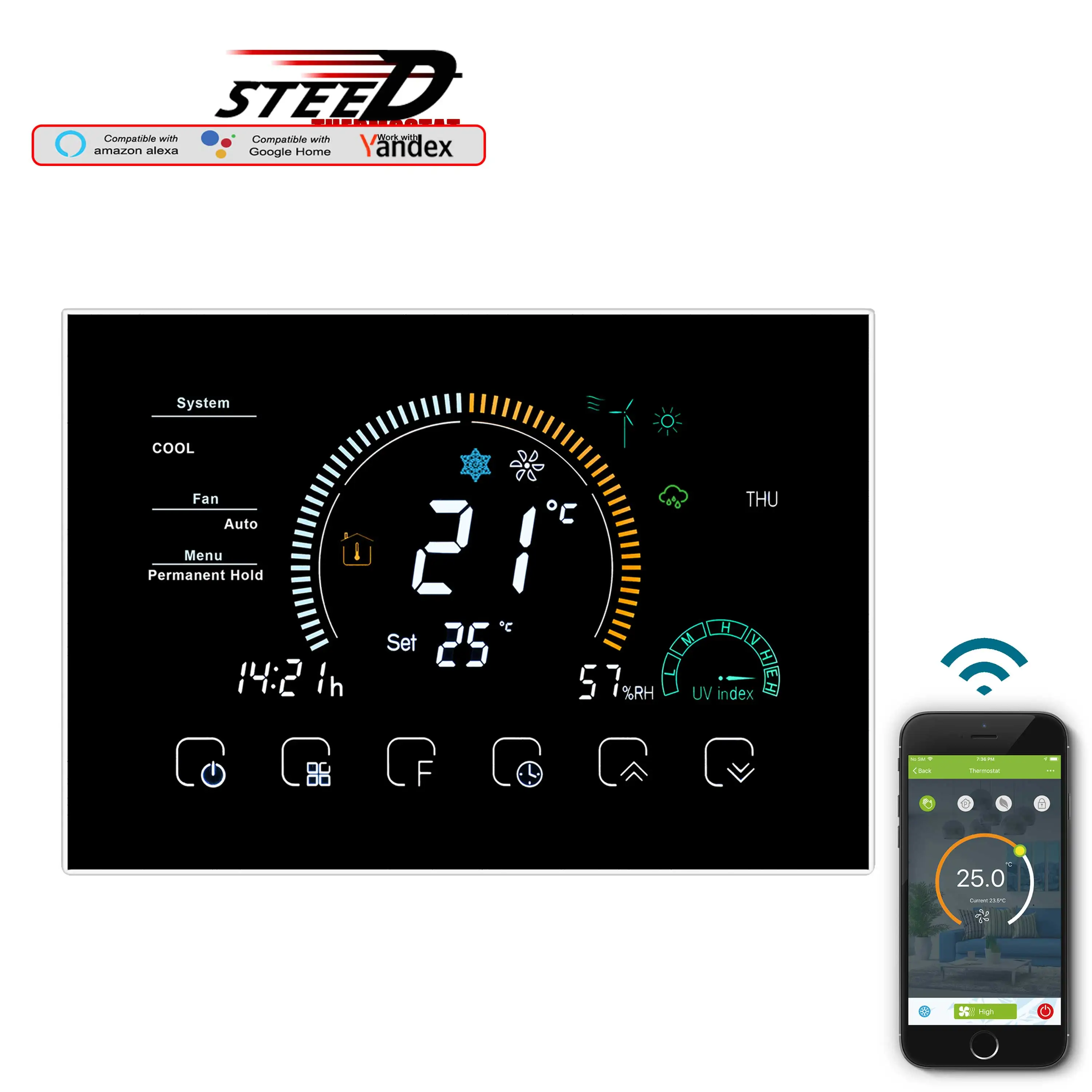 Advanced large screen EU WIFI Fan Coil Thermostat for Temperature Control Unit Google Home