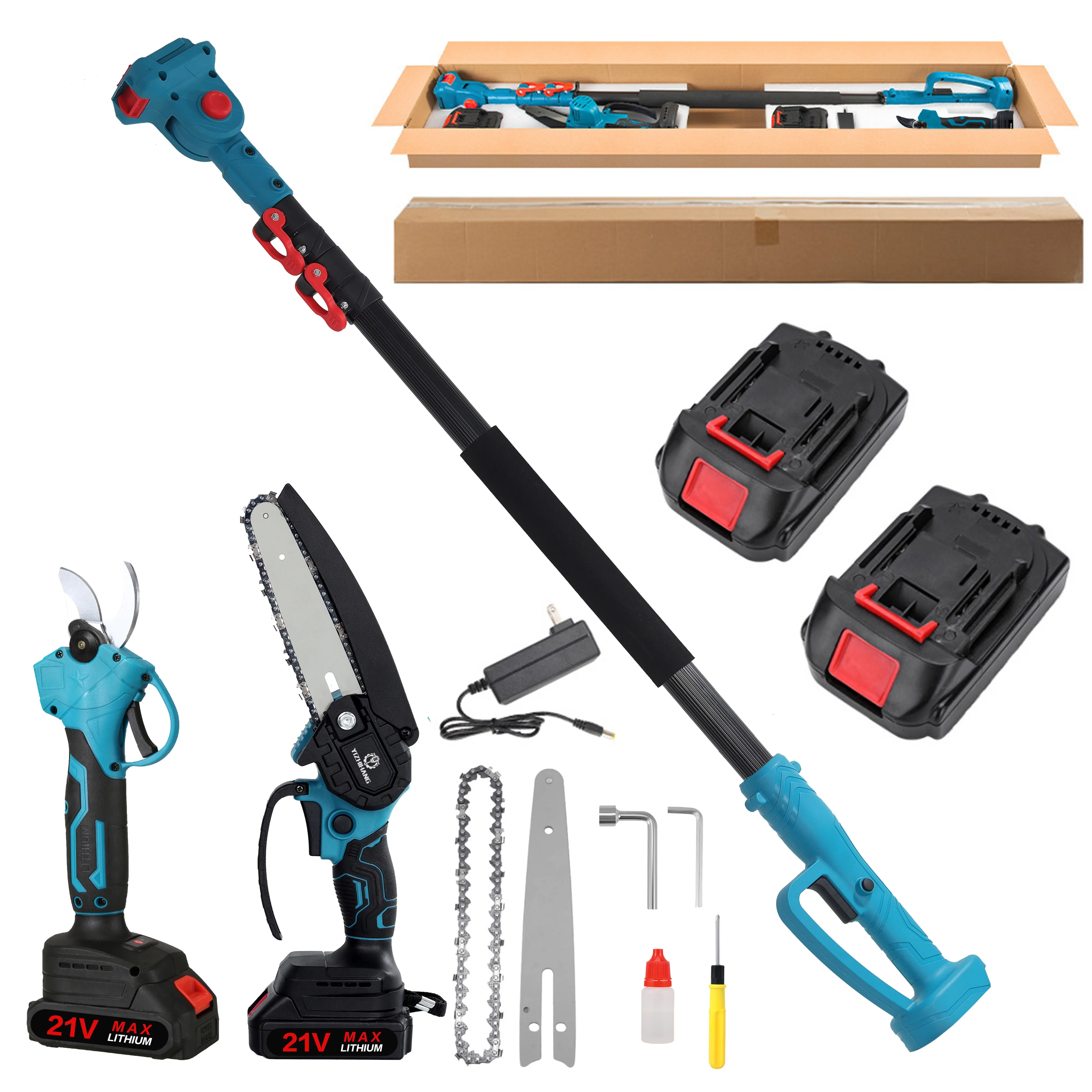 

Electric Gardening Tools Set 3 in 1 High Pruning Shears Cordless Pruning Shears Chainsaw with Telescopic Pole