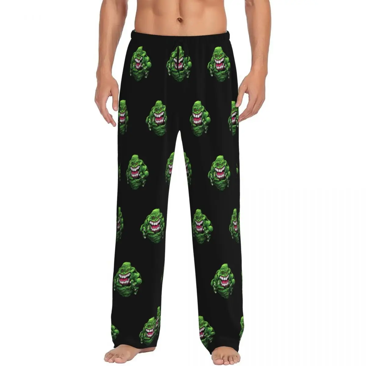 Custom Printed Men Green Monster Pajama Pants Movie Ghostbusters Sleepwear Sleep Lounge Bottoms with Pockets