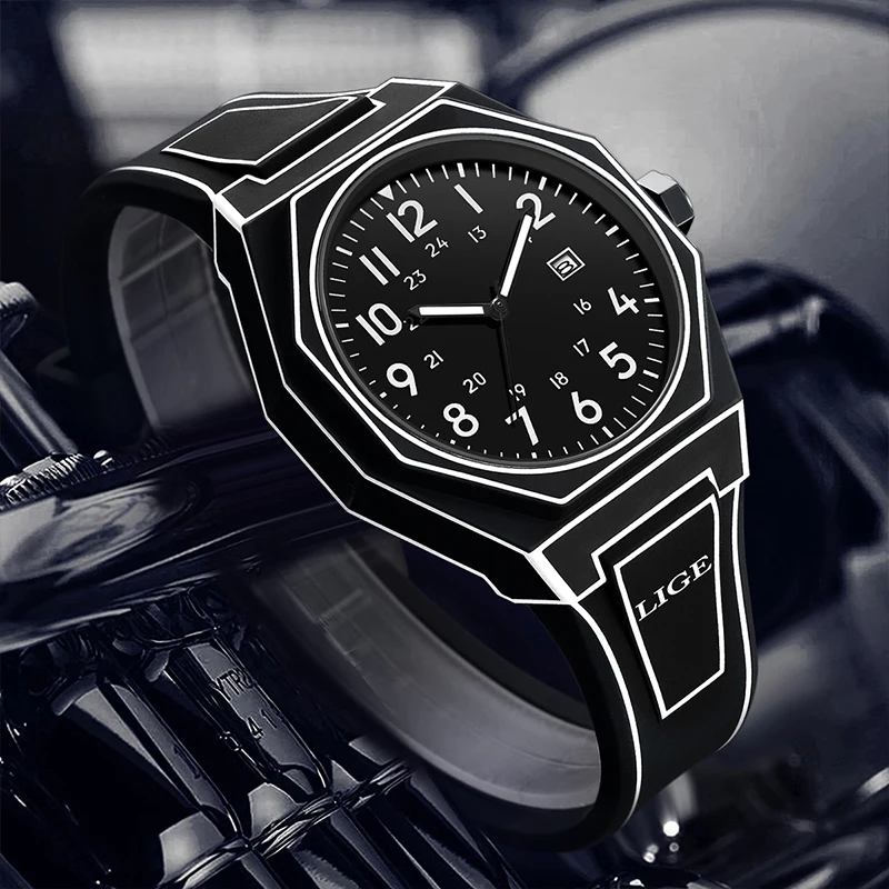 LIGE الإبداعية 2025 الرسوم المتحركة ملهمة موضة رسم ساعات رجالية ساعة مقاوم للماء سيليكون كوارتز ساعة اليد reloj hommes
