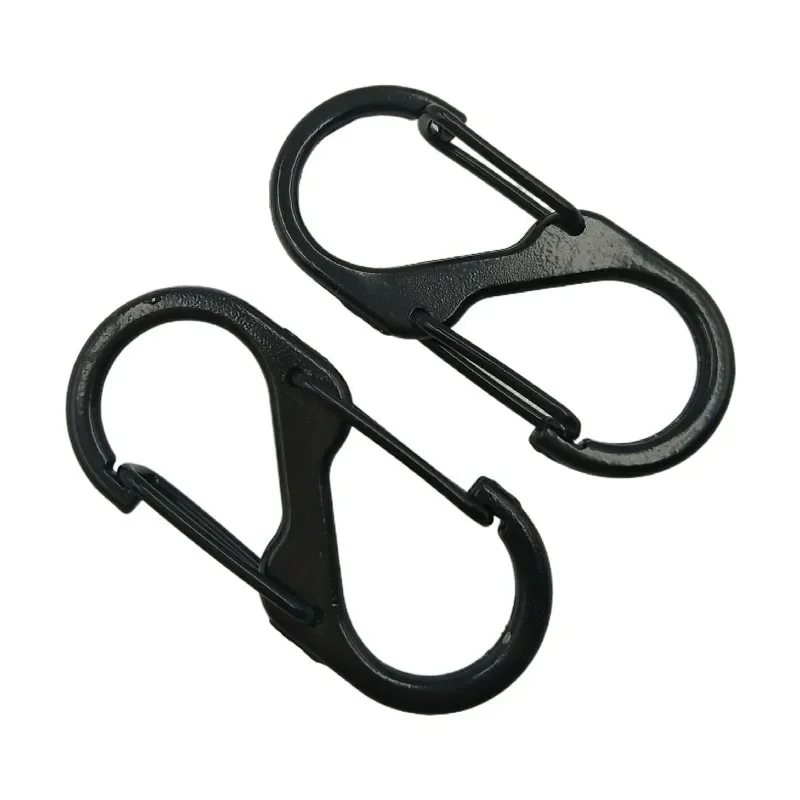 10pcs Stainless Steel S Type Carabiner With Lock Mini Keychain Hook Anti-Theft Outdoor Camping Backpack Buckle Key-Lock Tool