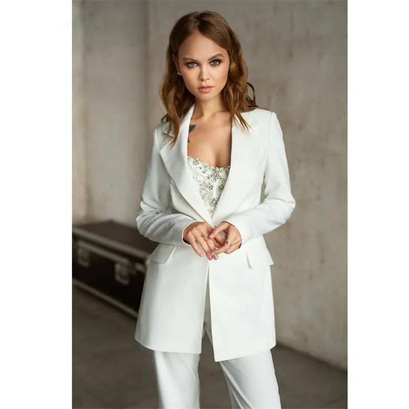 Cristais de luxo conjuntos de ternos femininos blazer + corset + calças 3 pcs casamento smoking jaqueta formal mãe do convidado vestido baile personalizar