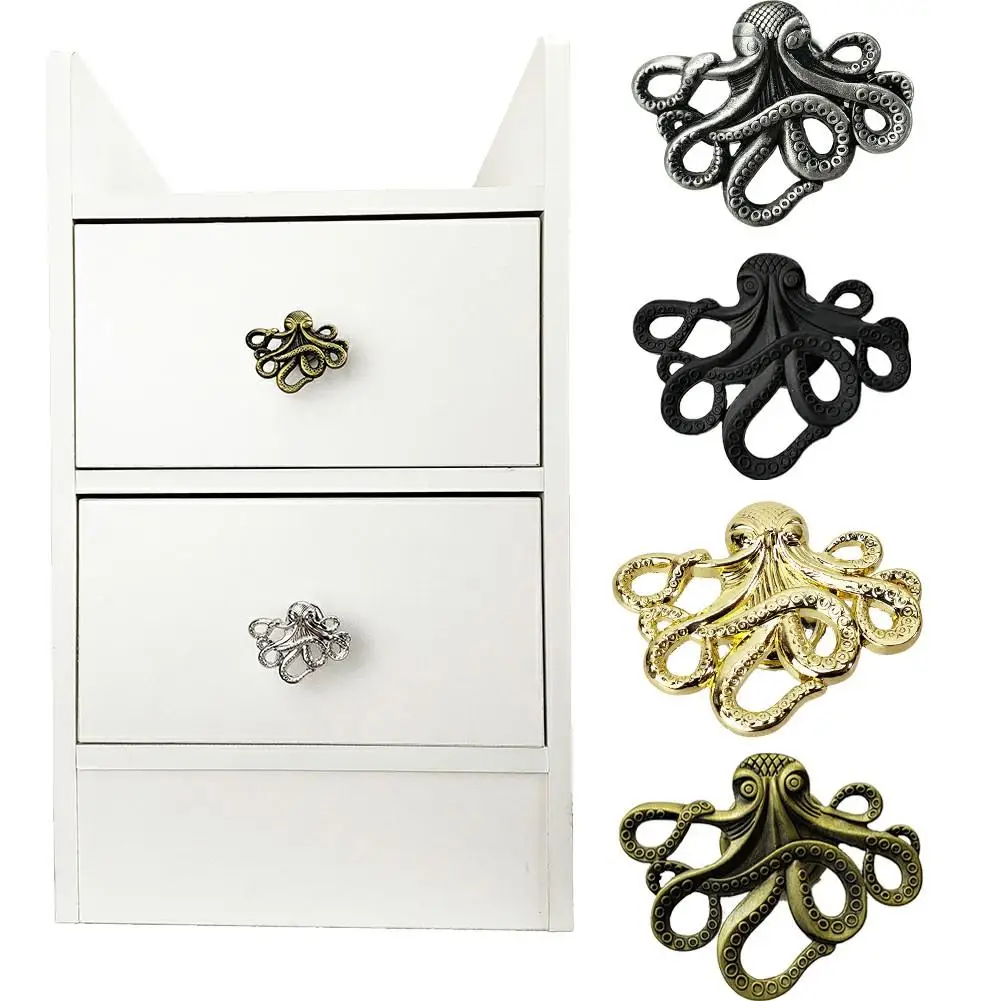 1pc Door Handle Cabinets Knobs Drawer Pulls Zinc Alloy Octopus Shape Furniture Decoration Children Room DIY Knobs Hardware