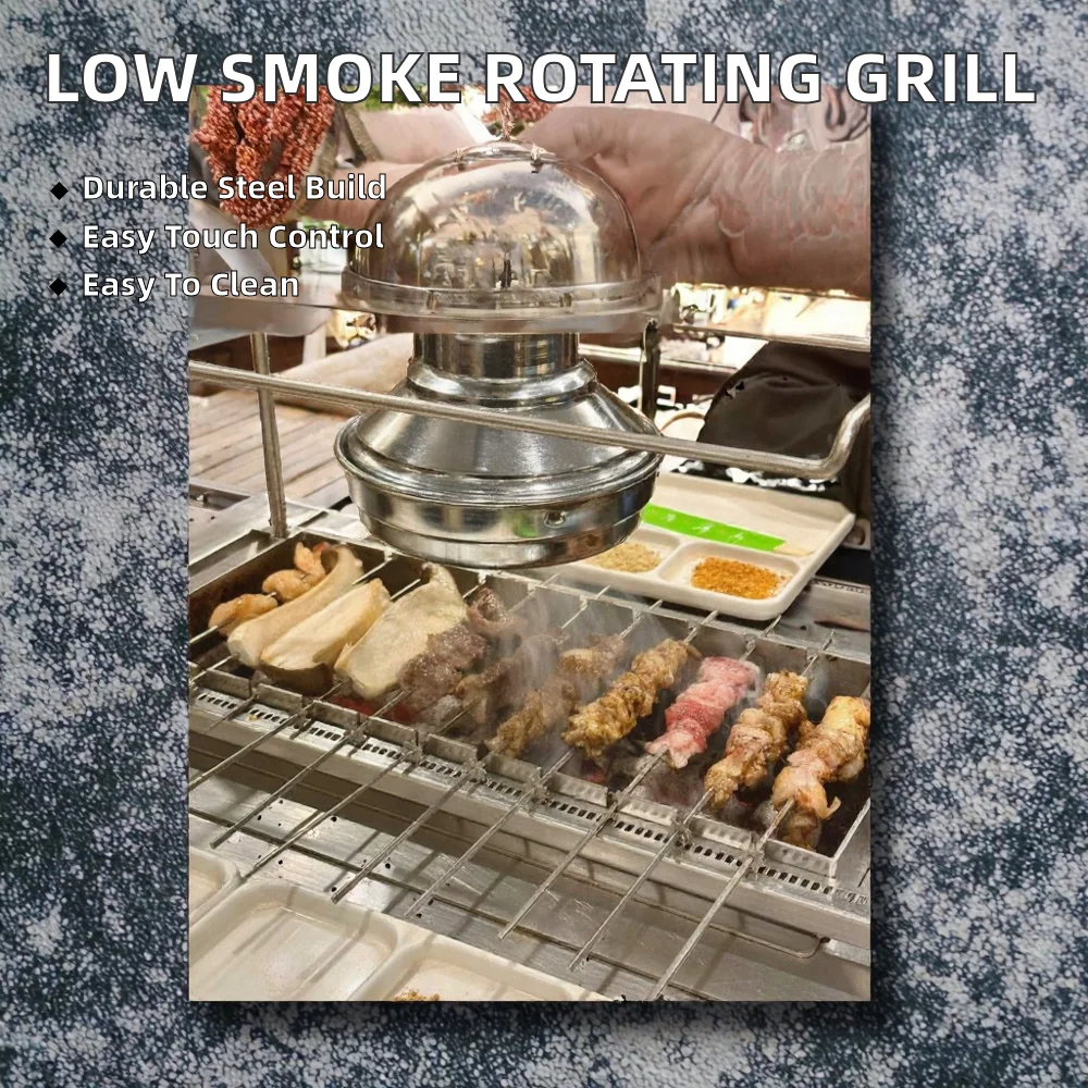 Automatic Lower Smoke Rotating Electric Grill Chain-Type Embedded Commercial Roster Touch Screen Stainless Steel Iron Remote