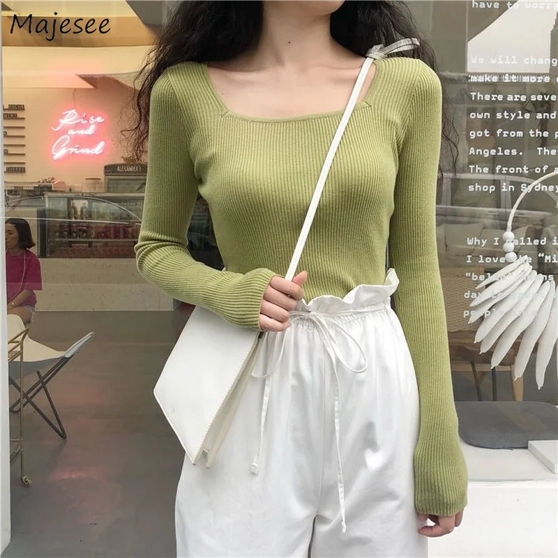 

7 Colors Pullovers Women Slim All-match Stylish Elegant Korean Style Long Sleeve for Ladies Knitwear Sweaters Casual Pull Femme