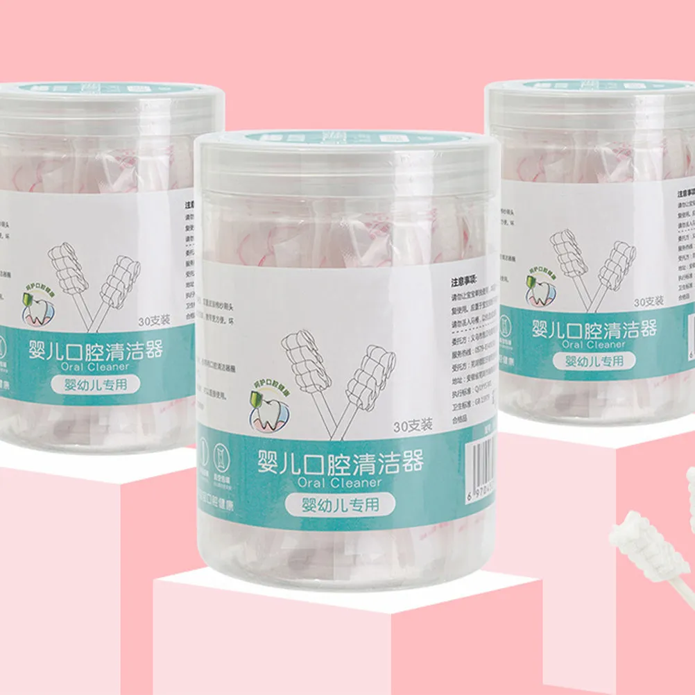 30Pcs Infant Tongue Brush Disposable Soft Gauze Baby Oral Cleaning Stick Tongue Cleaner Oral Hygiene Tongue-Coating