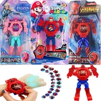 Disney Frozen Avengers Deformation Electronic Watch Boy Girl Toys Cartoon Mario Spiderman Transformed Robot Child Gift Watch