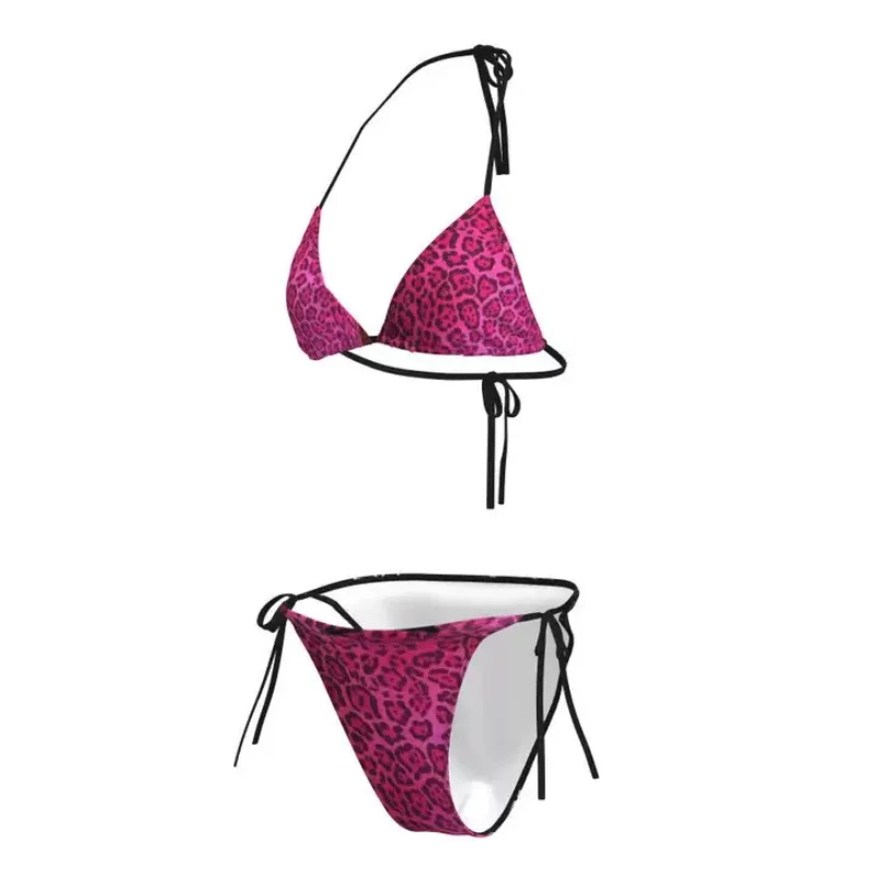 الألفية Y2K Shibuya الساخن فتاة ليوبارد نمط بيكيني الصيف الساخن فتاة التخسيس قطعتين مجموعة الشاطئ الربيع الساخن نقع