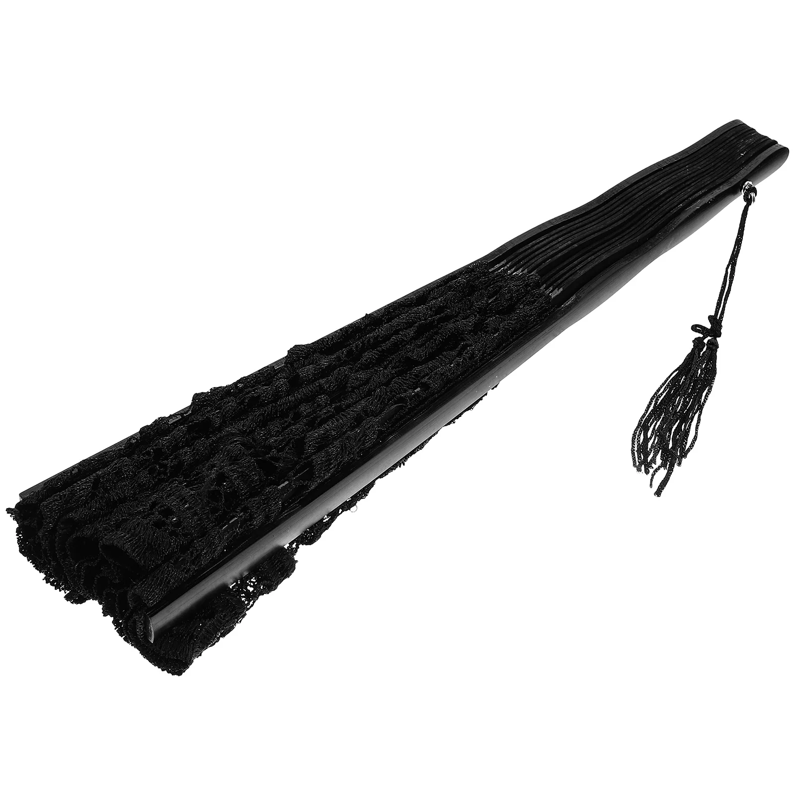 

Embroidered Fans Foldable Vintage Decorative Lace Hand Fans Traditional Black Tassel Rose Durable Bamboo Material Wedding Home
