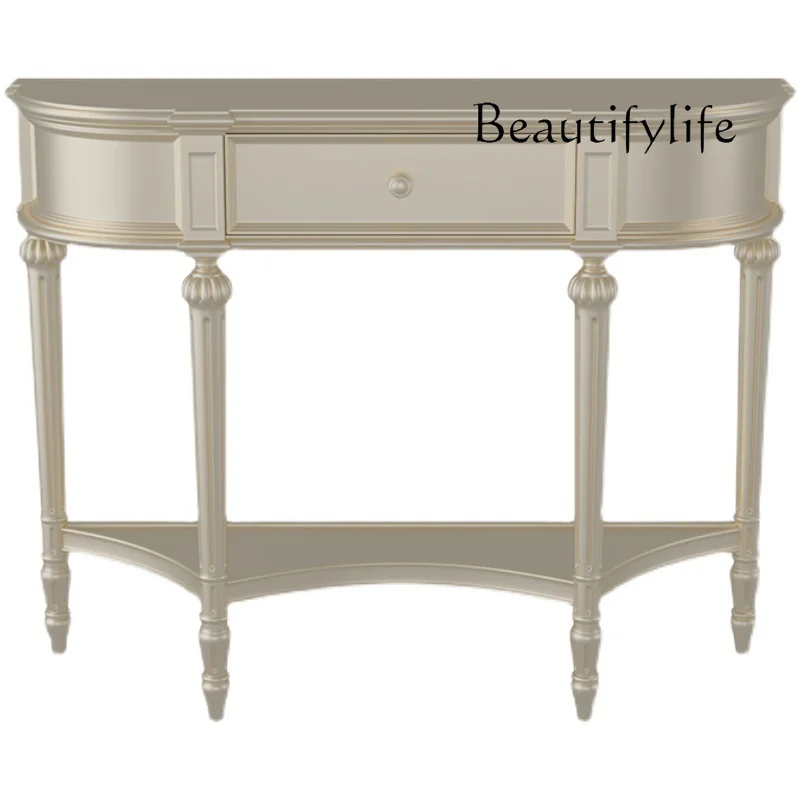 

стол Входной шкаф из массива дерева Современный простой полукруглый стол с торцевым видом Декоративный узкий входной столик для маленькой квартиры