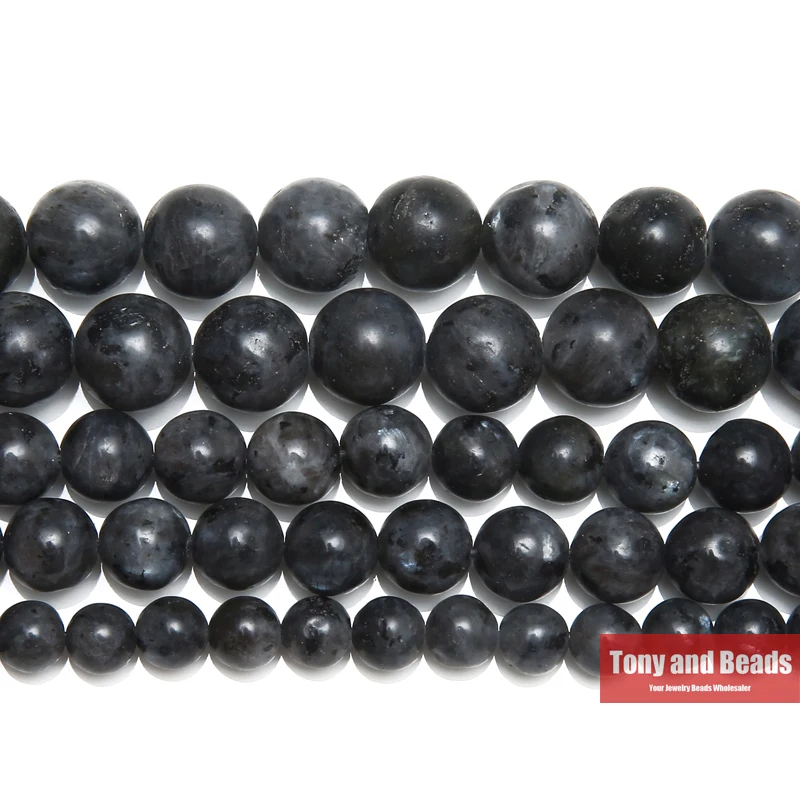 Natural Stone Black larvikite Labradorite Round Beads 15\