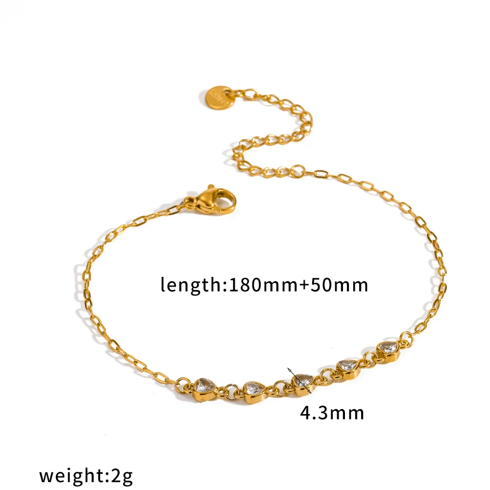 Verstellbares Edelstahl-Armband mit Zirkonia-Ketten, PVD-beschichtet, wasserdicht, trendiger Schmuck, Geschenk für jeden Anlass. – Detail 6