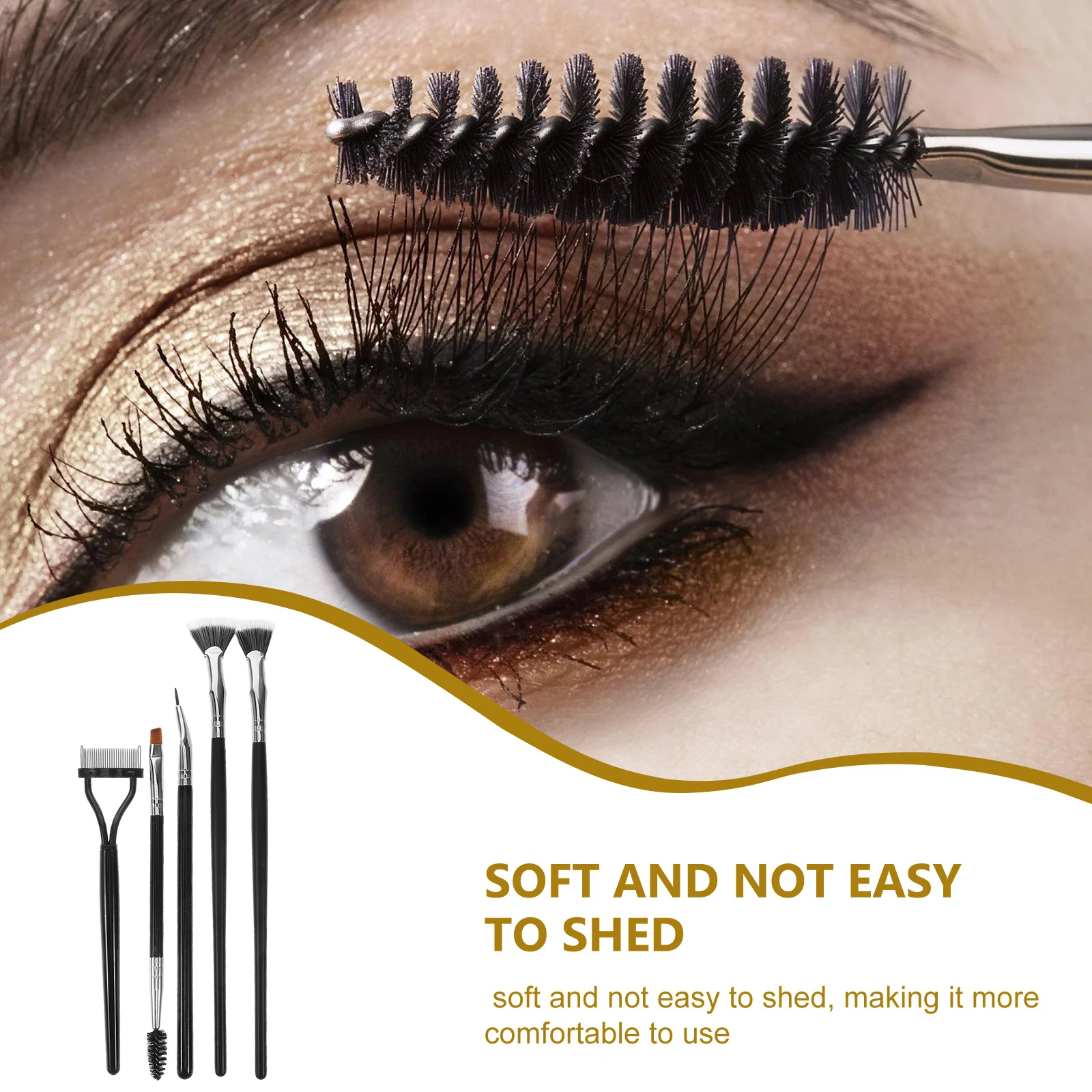 Ensemble de pinceaux de maquillage pour cils festonnés, brosse à mascara, peigne d'extension de cils, séparateur d'angle, sourcils, lifting, 5 pièces