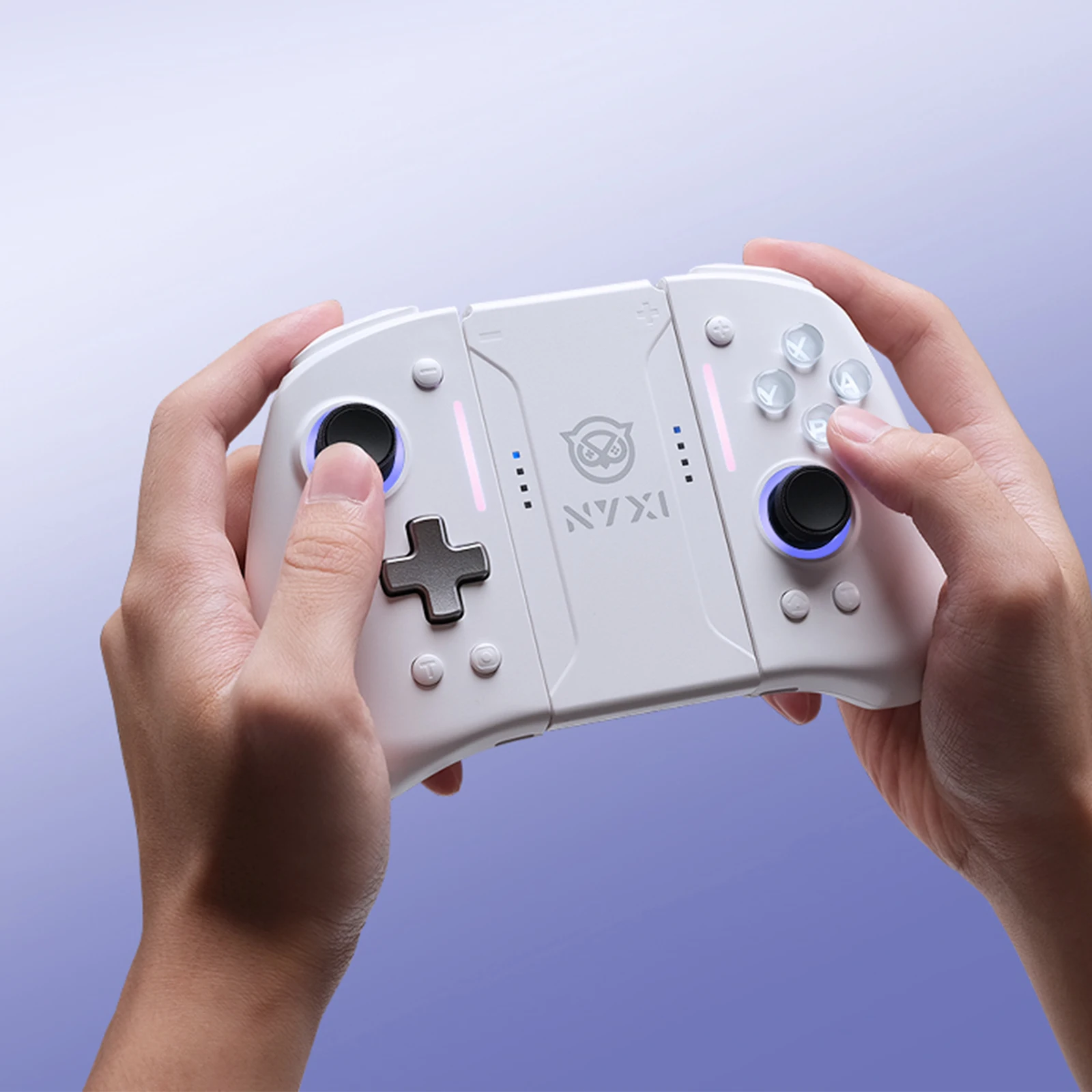 NYXI Hyperion Pro Hall Joystick Wireless Game Controller White Gamepad with RGB Lights for Nintendo Switch