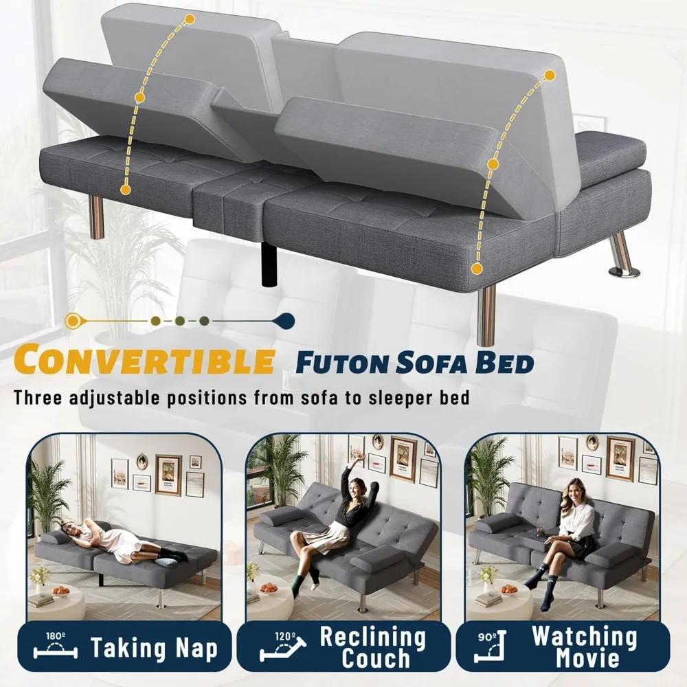 أريكة سرير فوتون قابلة للتعديل مع حامل أكواب لغرف المعيشة والمكاتب #5