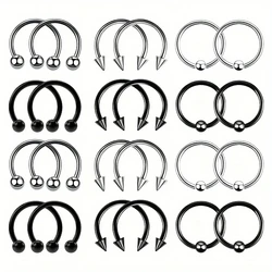 2pcs Stainless Steel Multifunctional Ball Clip Earrings Cartilage Ring Horseshoe Ring Nasal Septum Perforated Jewelry For Men