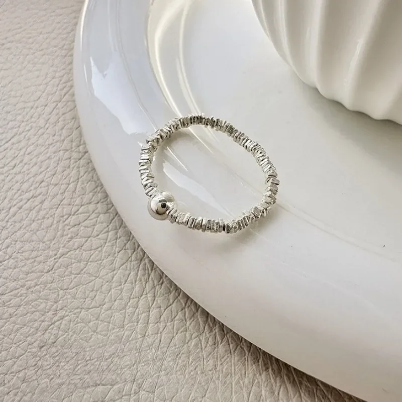 Hew Minimalist Geometric Square Ring with Ballpoint Detailing for Understated Luxury Fashion Accessories