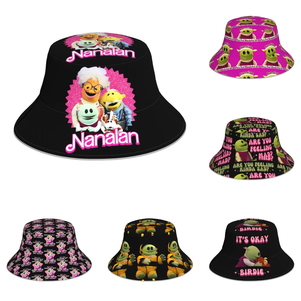 Nanalan, Who's That Wonderful Girl Bucket Hat Hawaii Fisherman Caps For Women Retro Vacation Sunscreen Hat