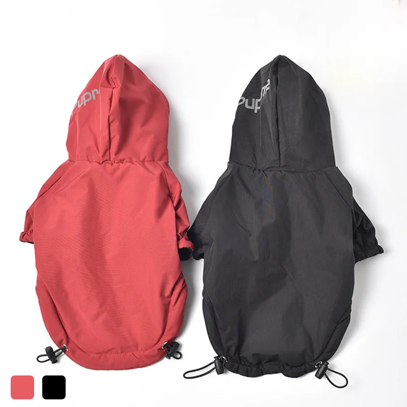 เสื้อโค้ทกันน้ำสำหรับสุนัขฤดูใบไม้ร่วงและฤดูหนาว ผ้าฝ้ายมีฮู้ด ลายหน้าสุนัข สำหรับสุนัขพันธุ์เล็ก เสื้อผ้าสัตว์เลี้ยงสะท้อนแสง เสื้อโค้ทฤดูหนาว